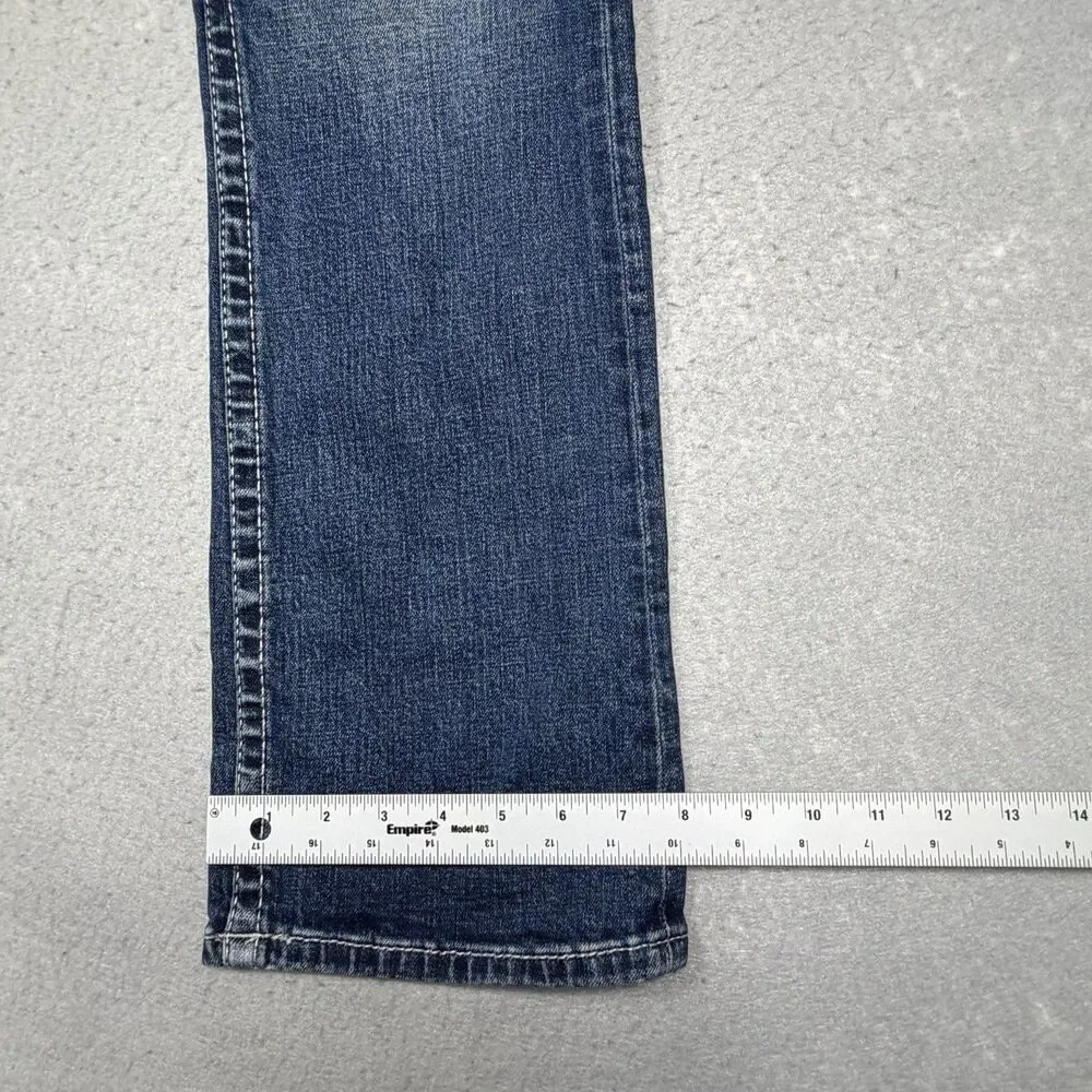 Buckle BKE Aiden Straight Jeans Mens Size 31 Blue Stretch Denim Thick Stitch